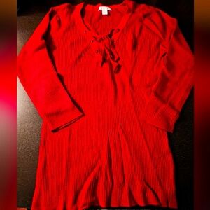 Fire engine red ribbed LS sweater